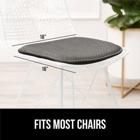 Gorilla Grip Memory Foam Chair Cushions Pads Microfiber Seat Set of 2 16x16 Gray - Picture 6 of 9